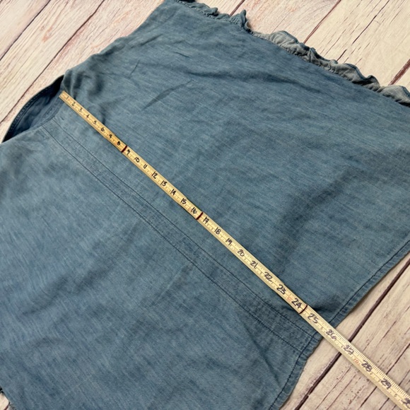 Madewell Central Shirt in Roberta Indigo Ruffle Oversized Chambray Size XL - Picture 4 of 6